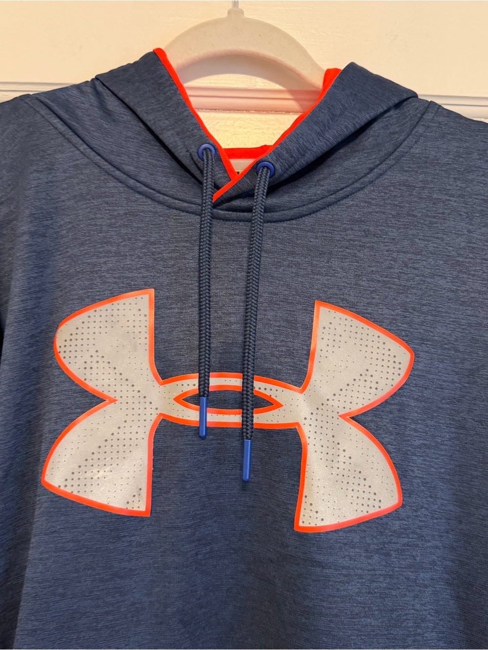 Under Armour Storm ColdGear Hoodie Men’s 2XL Navy Orange Loose Fit Pullover - Picture 2 of 6